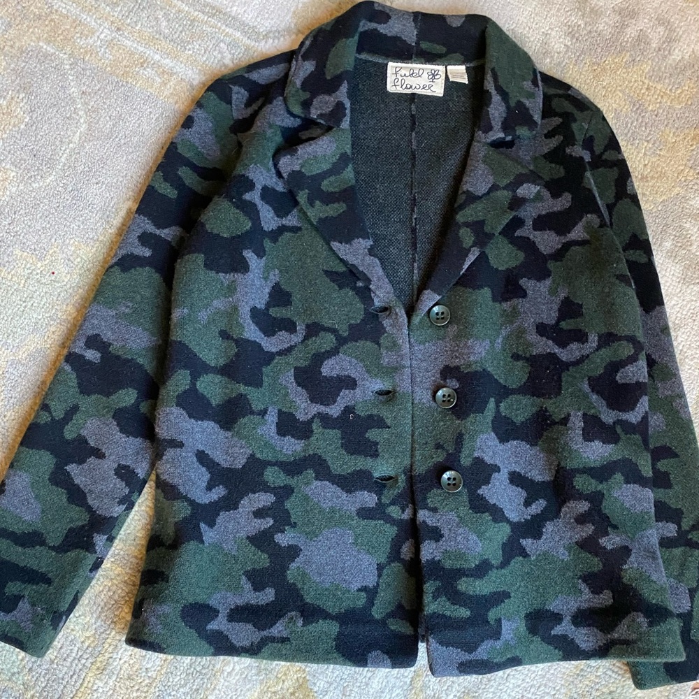 Anthropologie Field Flower soft wool camo blazer/jacket